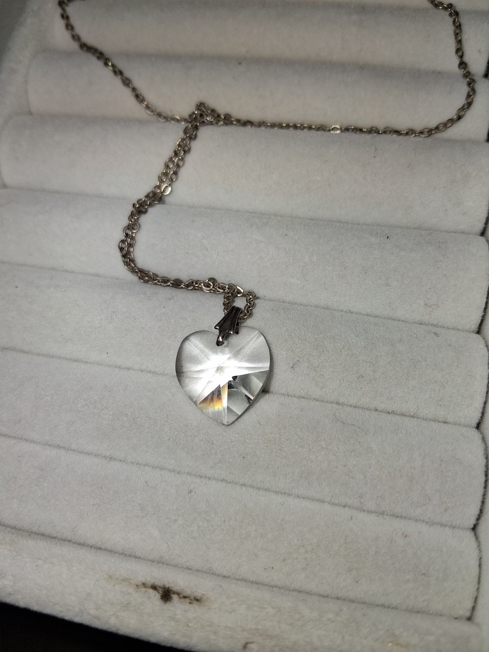 Source Unknown Clear Crystal Heart Pendant Necklace in Silver Tone